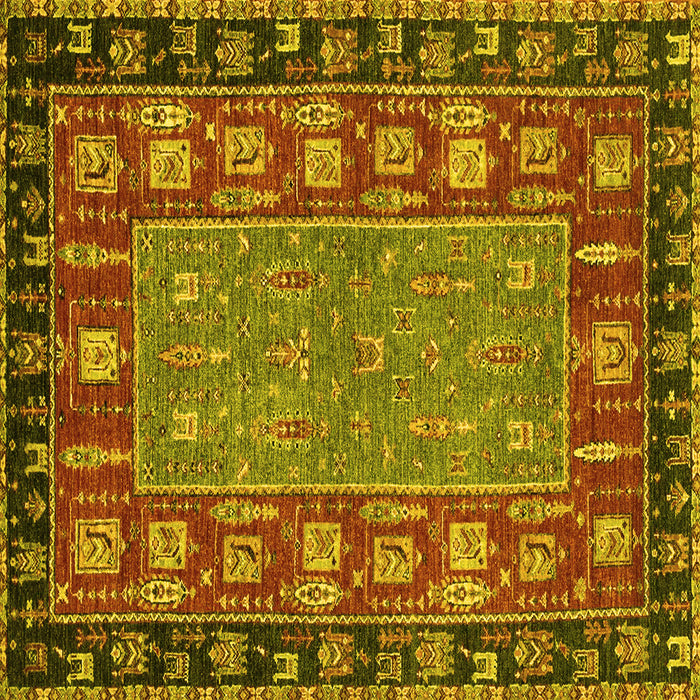 Square Machine Washable Animal Yellow Traditional Rug, wshabs2376yw