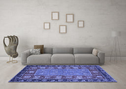 Machine Washable Animal Blue Traditional Rug in a Living Room, wshabs2376blu