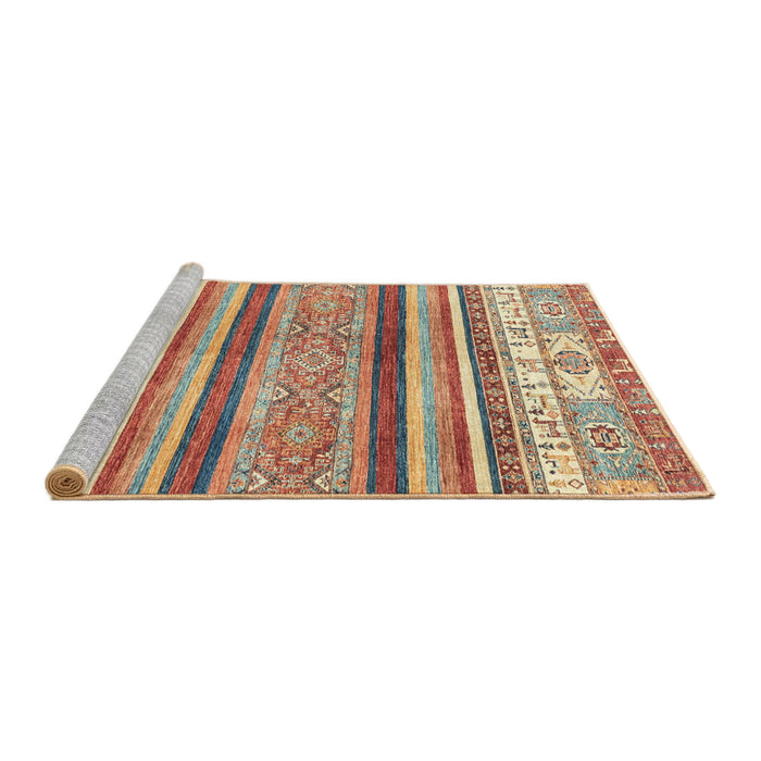 Sideview of Machine Washable Abstract Brown Sugar Brown Rug, wshabs2377