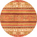 Round Abstract Orange Modern Rug, abs2377org