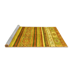Sideview of Machine Washable Abstract Yellow Modern Rug, wshabs2377yw