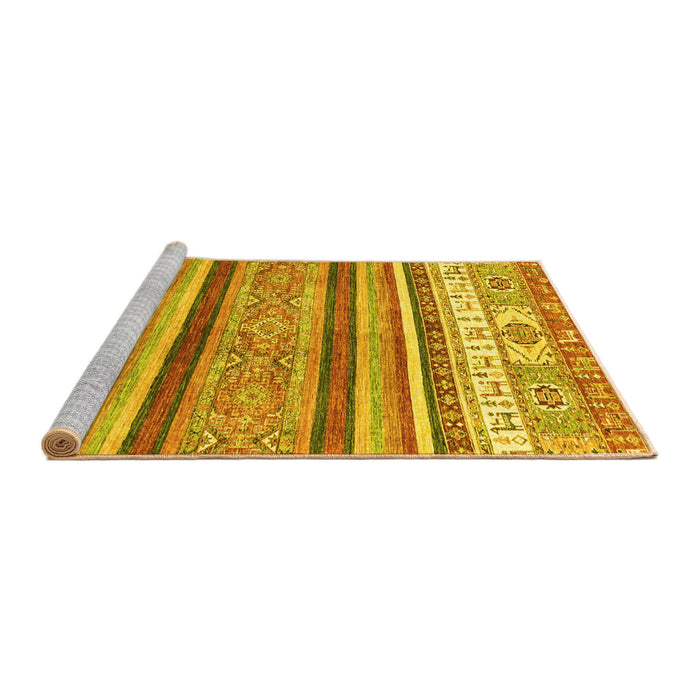Sideview of Machine Washable Abstract Yellow Modern Rug, wshabs2377yw