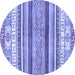 Round Abstract Blue Modern Rug, abs2377blu