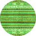 Round Abstract Green Modern Rug, abs2377grn