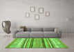 Machine Washable Abstract Green Modern Area Rugs in a Living Room,, wshabs2377grn