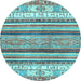 Round Machine Washable Abstract Light Blue Modern Rug, wshabs2377lblu