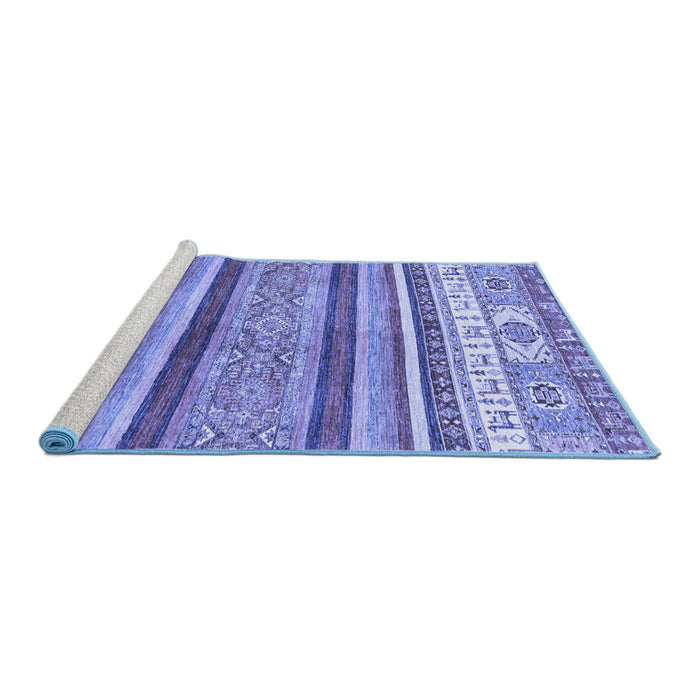 Sideview of Machine Washable Abstract Blue Modern Rug, wshabs2377blu