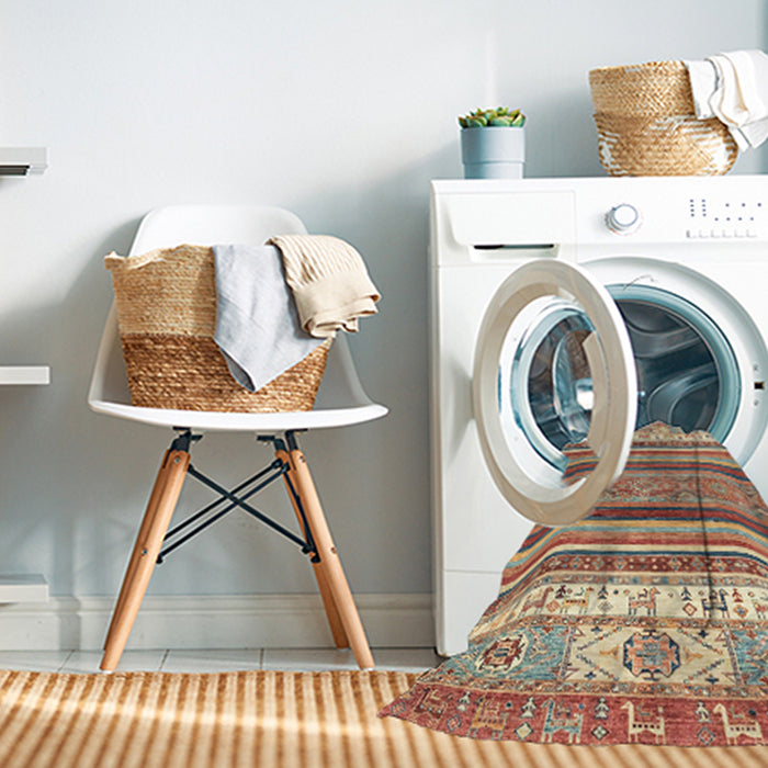 Machine Washable Abstract Brown Sugar Brown Rug in a Washing Machine, wshabs2377