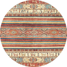 Round Abstract Brown Modern Rug, abs2377