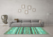 Machine Washable Abstract Turquoise Modern Area Rugs in a Living Room,, wshabs2377turq