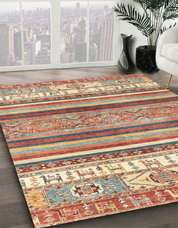 Machine Washable Abstract Brown Sugar Brown Rug in a Family Room, wshabs2377