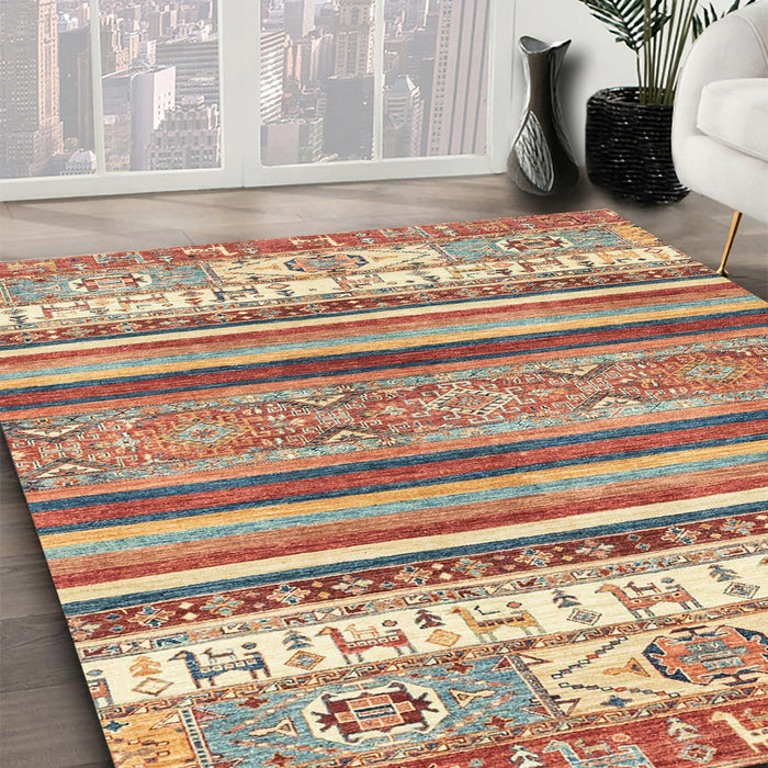 Machine Washable Abstract Brown Sugar Brown Rug in a Family Room, wshabs2377