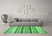 Machine Washable Abstract Emerald Green Modern Area Rugs in a Living Room,, wshabs2377emgrn