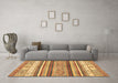 Machine Washable Abstract Brown Modern Rug in a Living Room,, wshabs2377brn