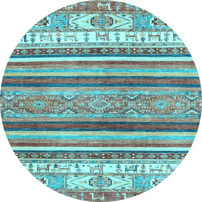 Round Abstract Light Blue Modern Rug, abs2377lblu