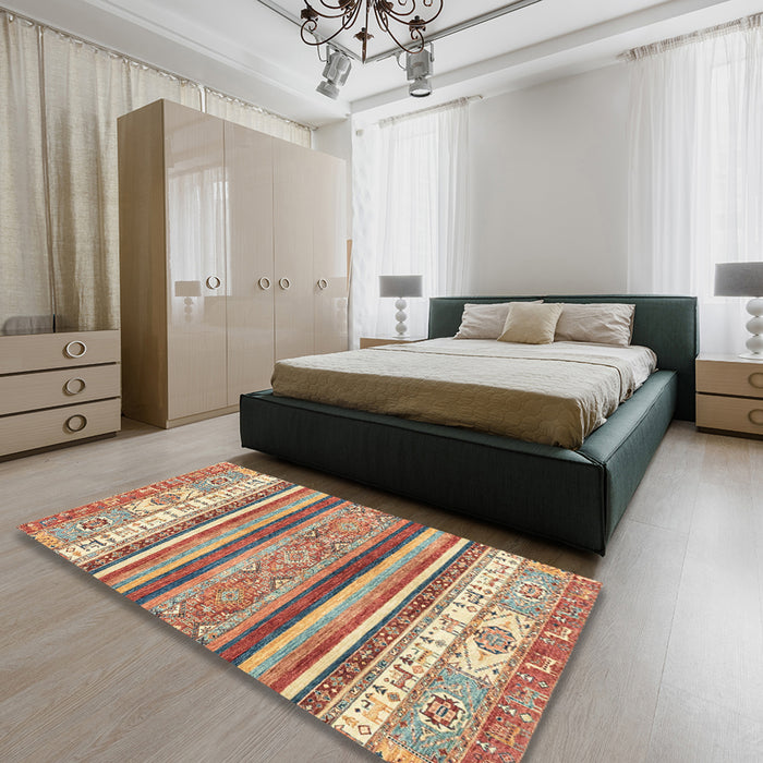 Abstract Brown Modern Rug in a Bedroom, abs2377