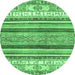 Round Abstract Emerald Green Modern Rug, abs2377emgrn