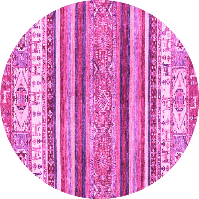 Round Machine Washable Abstract Pink Modern Rug, wshabs2377pnk
