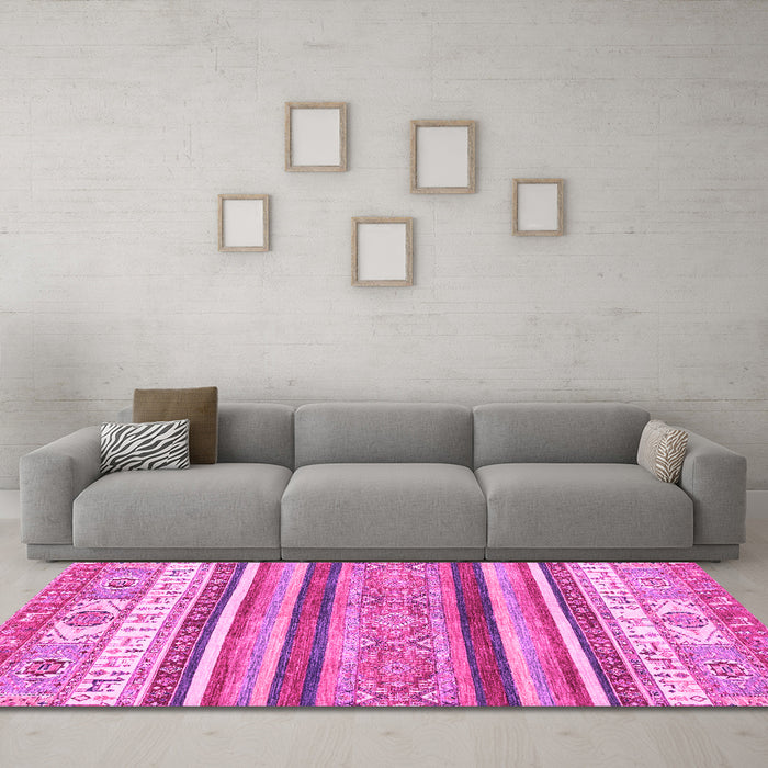 Machine Washable Abstract Pink Modern Rug in a Living Room, wshabs2377pnk