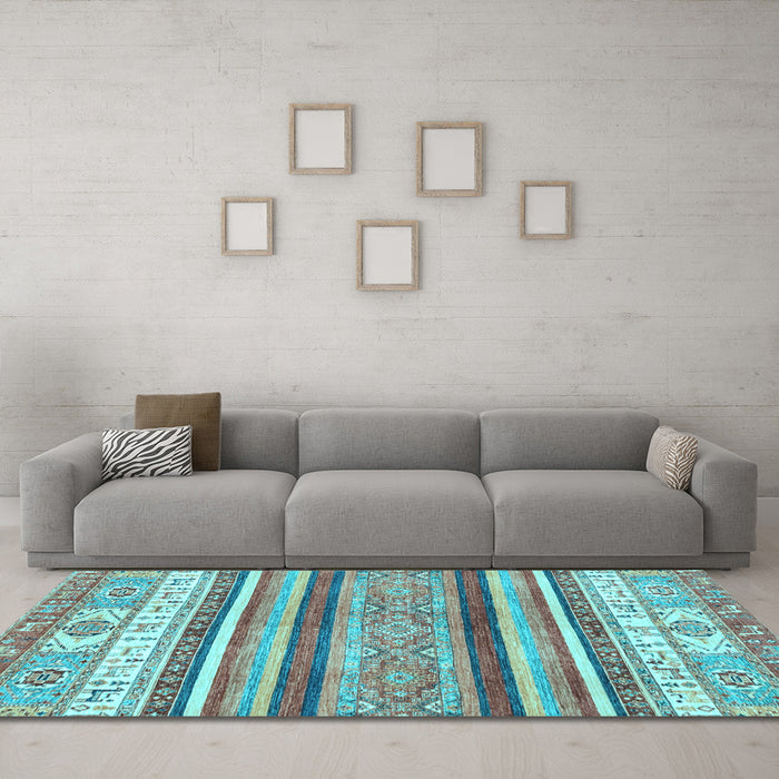 Machine Washable Abstract Light Blue Modern Rug in a Living Room, wshabs2377lblu
