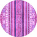 Round Machine Washable Abstract Purple Modern Area Rugs, wshabs2377pur