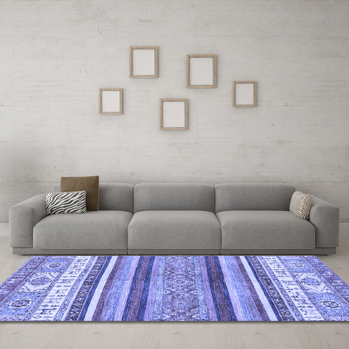 Machine Washable Abstract Blue Modern Rug in a Living Room, wshabs2377blu