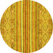 Round Abstract Yellow Modern Rug, abs2378yw