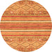 Round Machine Washable Abstract Orange Modern Area Rugs, wshabs2378org