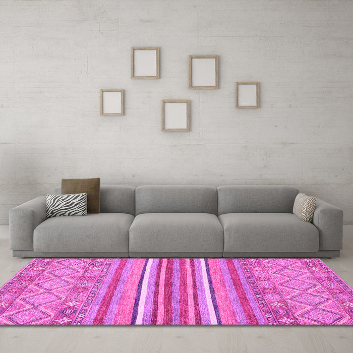 Machine Washable Abstract Pink Modern Rug in a Living Room, wshabs2378pnk