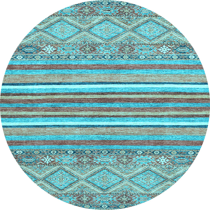 Round Abstract Light Blue Modern Rug, abs2378lblu