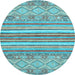 Round Abstract Light Blue Modern Rug, abs2378lblu