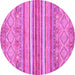 Round Machine Washable Abstract Pink Modern Rug, wshabs2378pnk