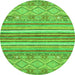 Round Machine Washable Abstract Green Modern Area Rugs, wshabs2378grn