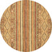 Round Machine Washable Abstract Brown Modern Rug, wshabs2378brn