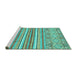 Sideview of Machine Washable Abstract Turquoise Modern Area Rugs, wshabs2378turq