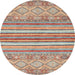 Round Machine Washable Abstract Tan Brown Rug, wshabs2378