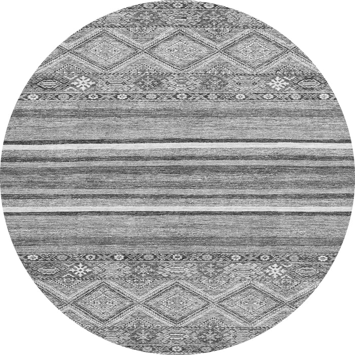 Round Machine Washable Abstract Gray Modern Rug, wshabs2378gry