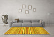 Machine Washable Abstract Yellow Modern Rug in a Living Room, wshabs2378yw