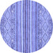 Round Abstract Blue Modern Rug, abs2378blu