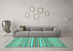 Machine Washable Abstract Turquoise Modern Area Rugs in a Living Room,, wshabs2378turq