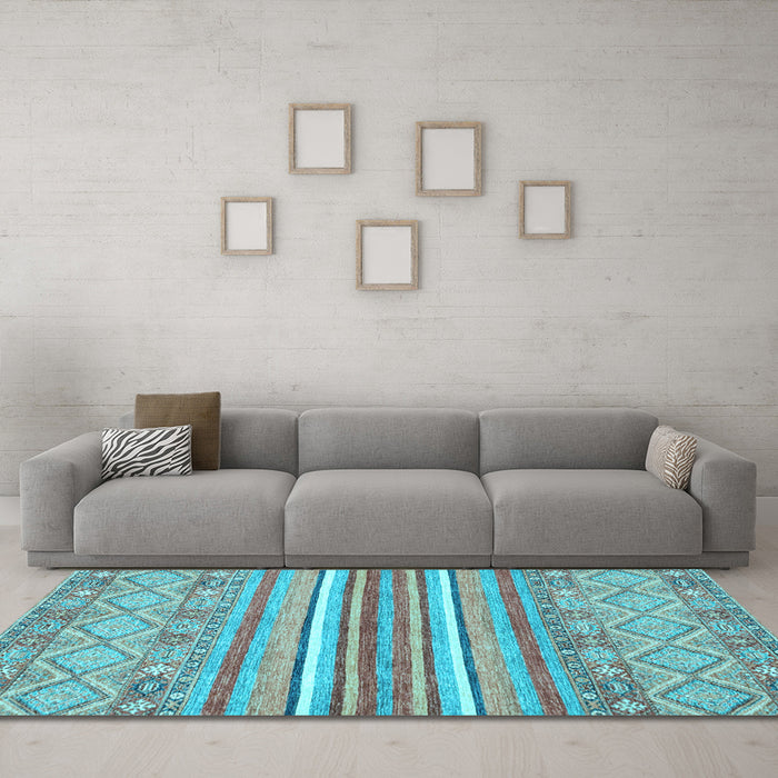 Machine Washable Abstract Light Blue Modern Rug in a Living Room, wshabs2378lblu