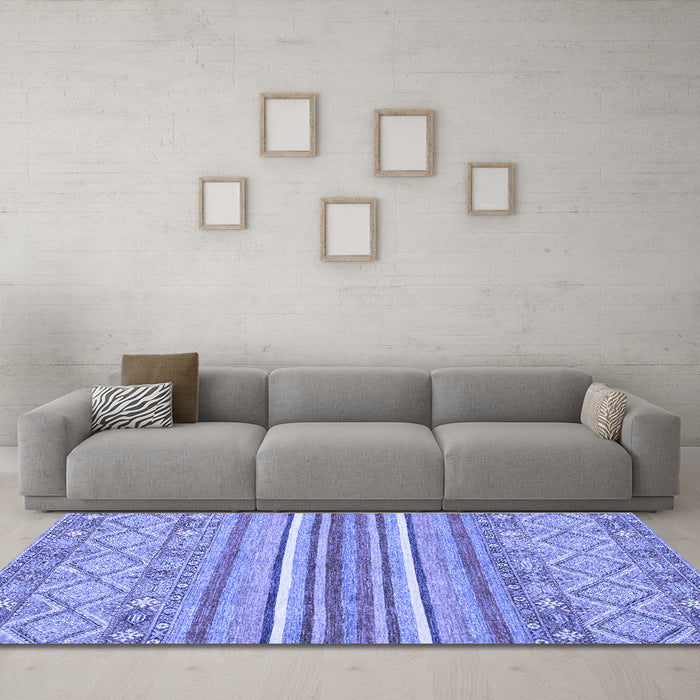 Machine Washable Abstract Blue Modern Rug in a Living Room, wshabs2378blu