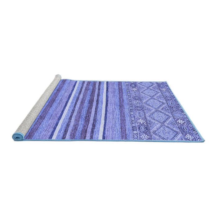 Sideview of Machine Washable Abstract Blue Modern Rug, wshabs2378blu