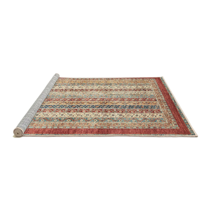 Sideview of Machine Washable Abstract Chestnut Red Rug, wshabs2379