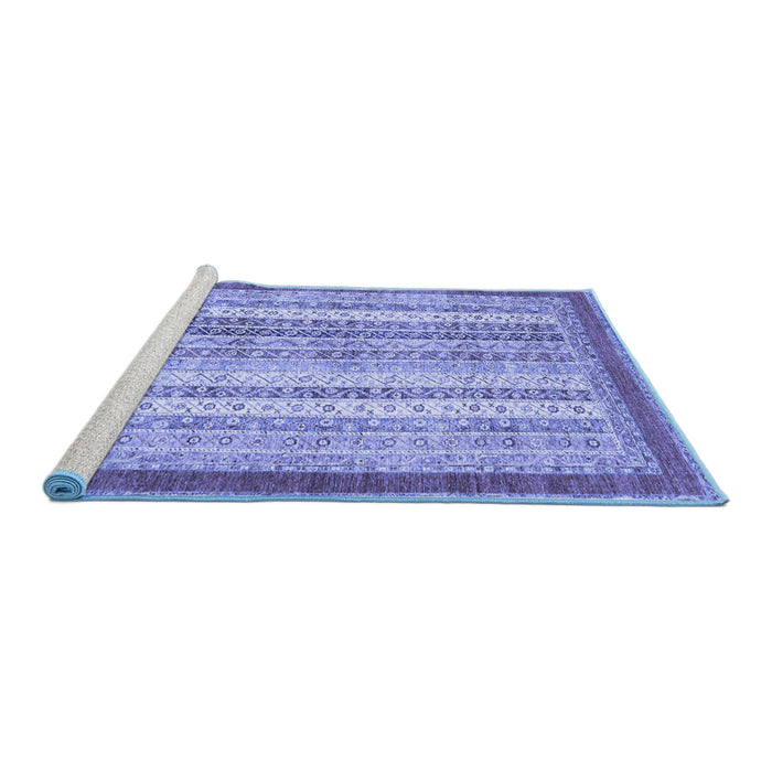 Sideview of Machine Washable Abstract Blue Modern Rug, wshabs2379blu