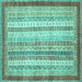 Square Abstract Turquoise Modern Rug, abs2379turq