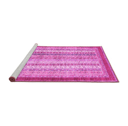 Sideview of Machine Washable Abstract Pink Modern Rug, wshabs2379pnk