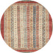 Round Machine Washable Abstract Chestnut Red Rug, wshabs2379