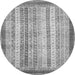 Round Machine Washable Abstract Gray Modern Rug, wshabs2379gry