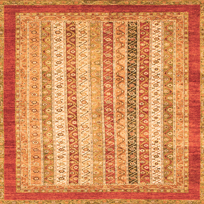 Square Machine Washable Abstract Orange Modern Area Rugs, wshabs2379org